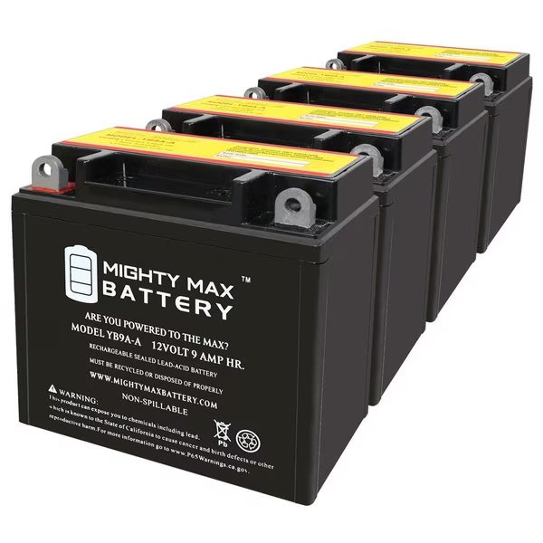 YB9A-A 12V 9AH 130 CCA Replacement Battery compatible with CB4A-A, GM9AZ-4A - 4PK, Mighty Max Battery, Mfr#: MAX4000883